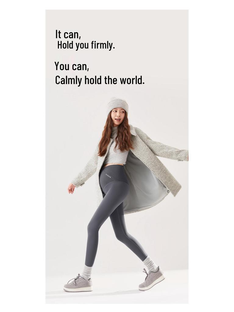 Брюки для йоги для беременных с высокой талией и флисовой подкладкой с поддержкой живота