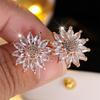 Exquisite White Cubic Zirconia Sunflower Stud Earrings For Women Luxury Gold Color Wedding Earrings Party Jewelry Gifts