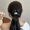 1pcs Vintage Satin Silk Solid Scrunchies for Hair Girls With Gold Heart Pearls for Women Hair Accessories Hairties