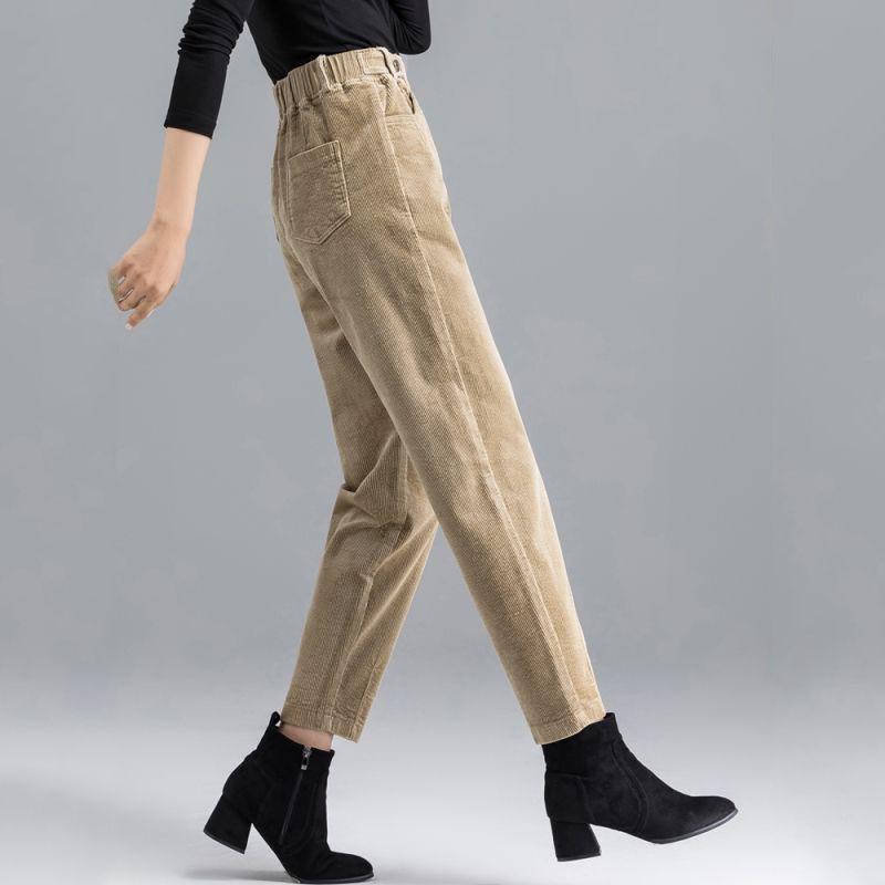 Осень Зима Повседневные Прямые Брюки Высокая Посадка Эластичная Резинка Корейская Женская Мода Брюки Шаровары