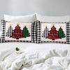Geometric Grid Christmas Tree Three-Piece Digital Printed Bedding Set Bed Cover