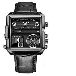 LIGE 8925 Stainless Steel Sports Original Brand Watch Waterproof Men Quartz Analog Digital Wristwatch for Man Relogio Masculino