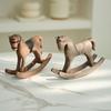 Wooden Rocking Horse Figurine Vintage Wood Carving Pony Statue Sculpture Home Office Desktop Decoration Ornament