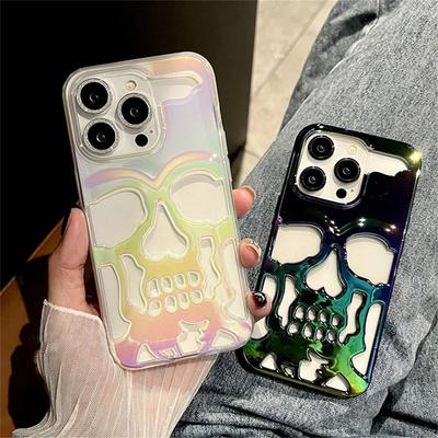 Крутая задняя крышка с лазерным вырезом и черепом для iPhone 11 12 13 14 15 16 Pro Max, противоударный чехол с функцией рассеивания тепла