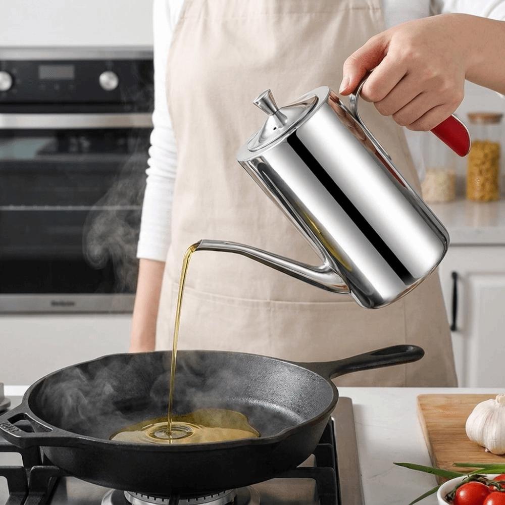 Dust-Proof Kitchen Oil Bottle Integrated Oil Storage Container 304 Stainless Steel Oil Pot Chef