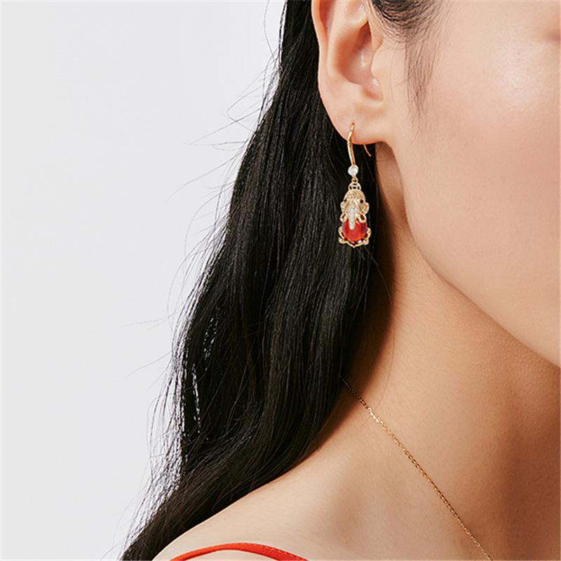 925 Sterling Silver Real Ruby Drop Earring Women 14k Gold Filled Aros Mujer Oreja Silver 925 Red Ruby Jewelry Earring Orecchini