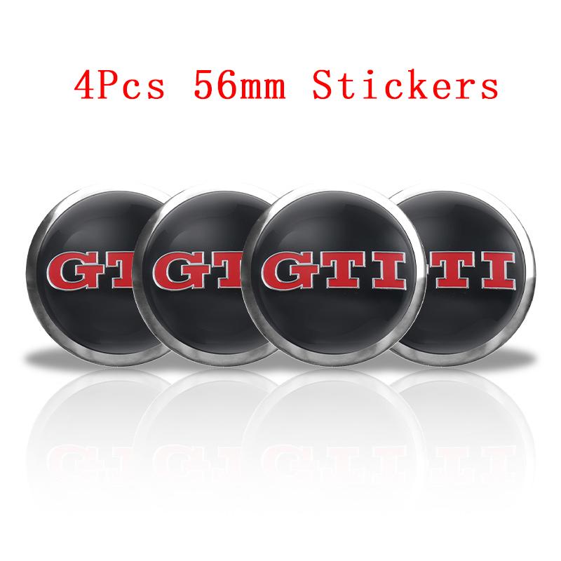 For VolkswagenMK6 4Pc 55mm 56mm 60mm 65mm Car Wheel Center Hub Cap Rim Cover Stickers For Volkswagen VW GTI R-Line R Polo T5 Golf Passat Scirocco