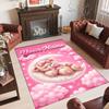 Teddy Bear Theme Crystal Velvet Rug Personalized Custom Name Text Soft Floor Mat Home Decor