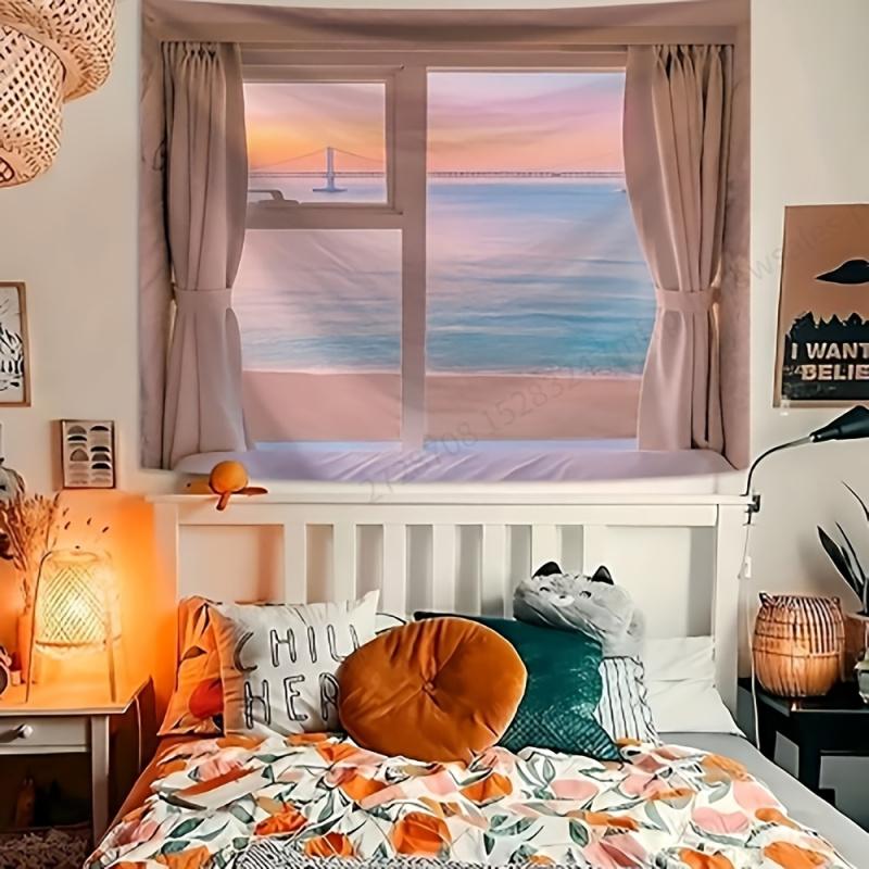 VIKAMA PinkPurple Sunset Seascape Tapestry InstagramInspired Dormitory Wall Transformation Decorative Tapestry
