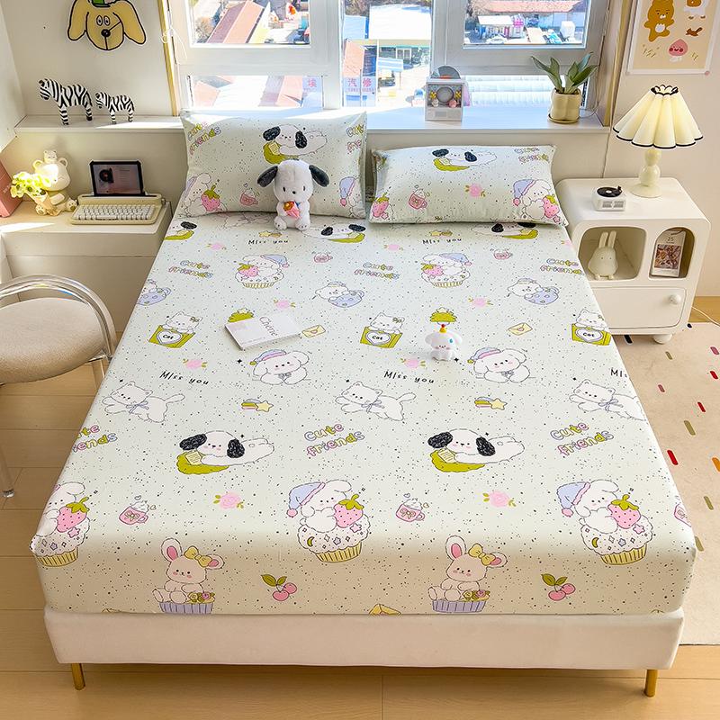 100%Cotton Fitted Bed Sheet Flower Printed Bed Sheet Set Single/Queen/King Pure Cotton Mattress Cover Protector Fitted Sheet