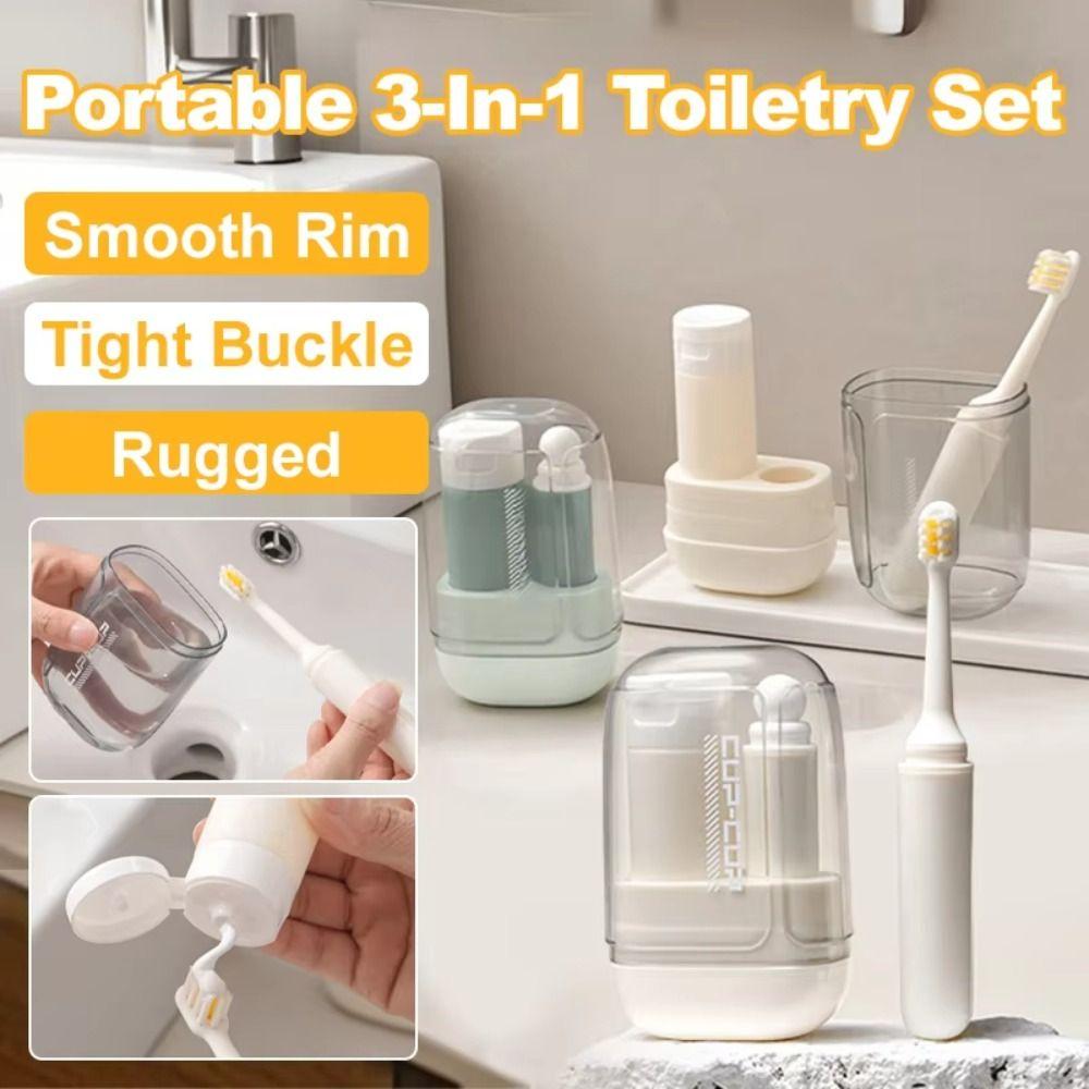 Portable Travel Toothbrush Set Durable Toothpaste Storage Box Mouthwash Cup ravel & Daily Use