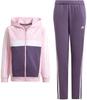 Комплект спортивного костюма из флиса Tiberio Colorblock для Clear Shadow Violet J160 3-Stripes Kids, DTP57, Верх розовый/белый/теневой фиолетовый, Низ F23/белый