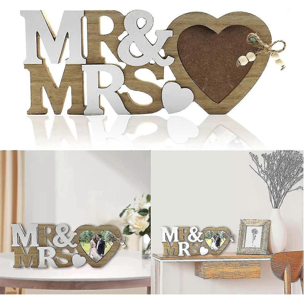 Heart Mr & Mrs Photo Frame Picture Holder Stand Table Topper For Wedding Party Engagement Decoration Ornament Accessory