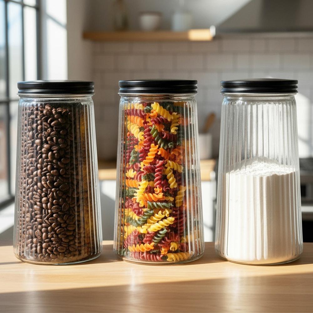 Glass Containers For Loose Products With Lid 1.4 L 3 Pcs.