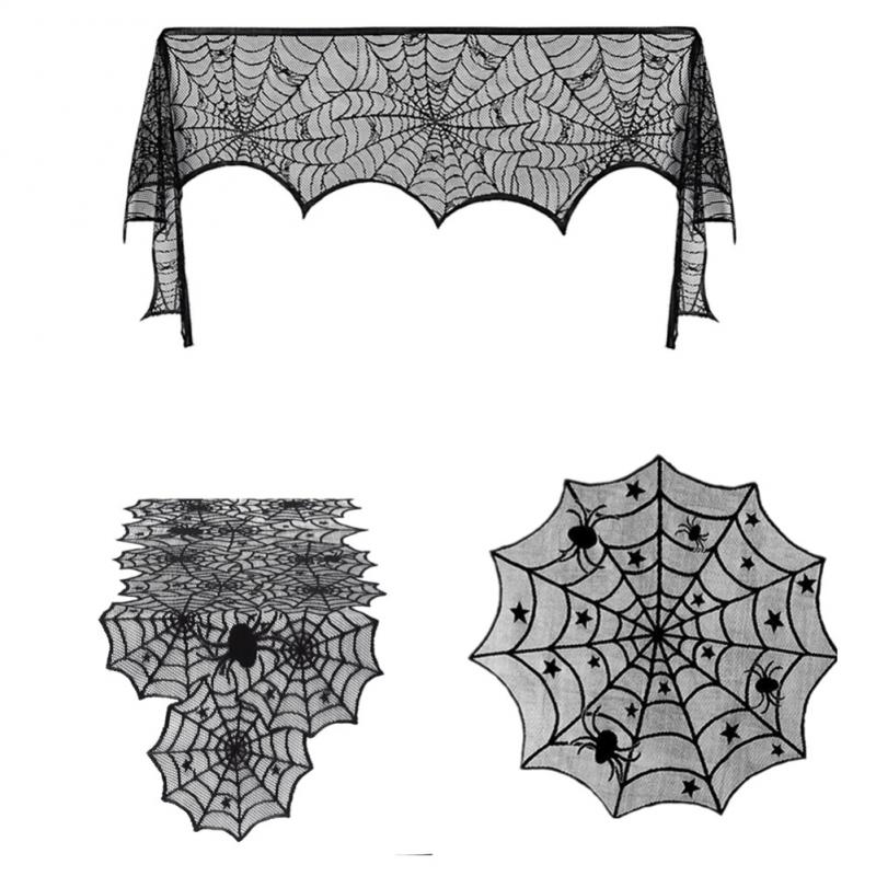 1/3/5 шт., черная кружевная скатерть-паутина для украшения Хэллоуина, семейный обеденный стол для вечеринки и фестиваля