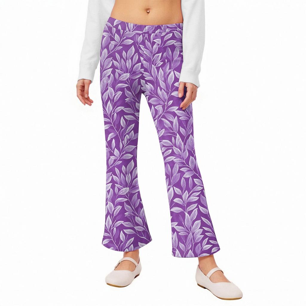 Girls' Flared Leggings - Printed Bell Bottom Pants