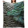 Peacock Bird Feathers Plumage Texture 1 Throw Blanket Hairys Stuffeds Tourist blankets and throws Blankets