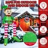 8 FT Christmas Inflatable Toys Decorations Outdoor Sitting Elf Holding Gift Bag Blow Up Christmas Decor Builtin LED Light Toy