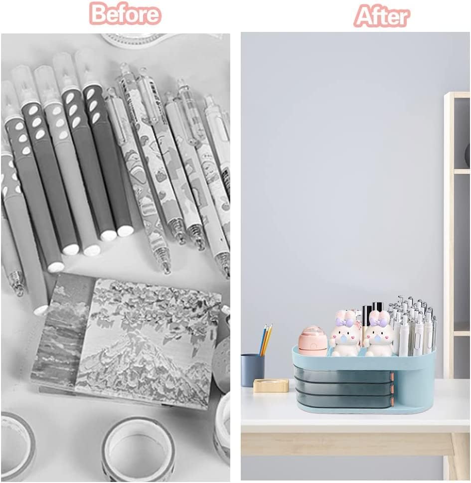 Multi-Functional Desk Organizer with Drawers for Office Cosmetics