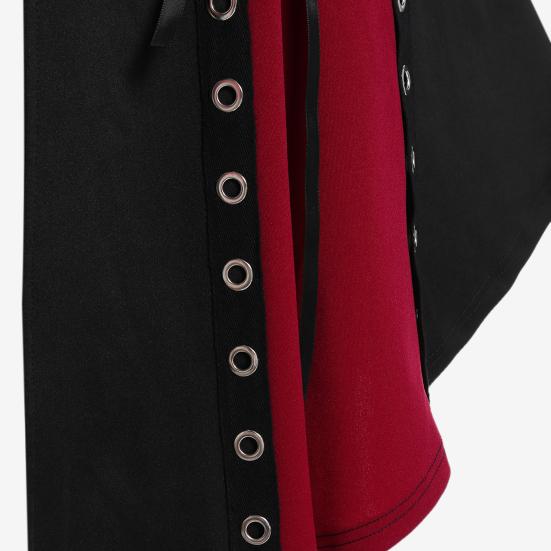 Женское платье для косплея, готический цвет, на шнуровке, на бретельках, нерегулярный подол, с капюшоном и длинными рукавами, на молнии, фестиваль, Хэллоуин, миди