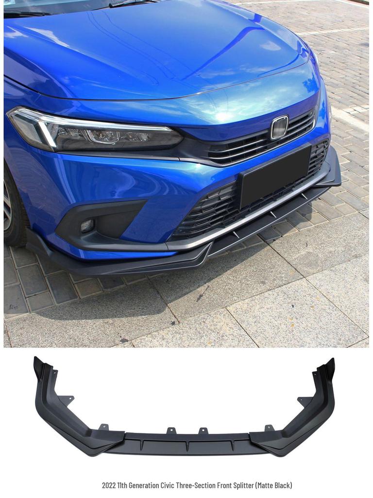 Улучшения для Honda Civic 11-го поколения 2022 года: передний сплиттер, задний спойлер, диффузор, жалюзи, задний бампер.
