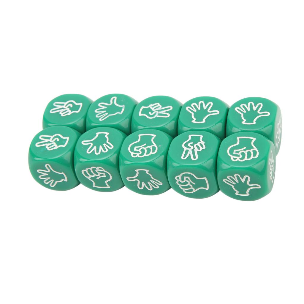 10Pcs Dice Set 6 Sided Waterproof Antioxidant Finger Guessing Game Dice for Board Game Education Green