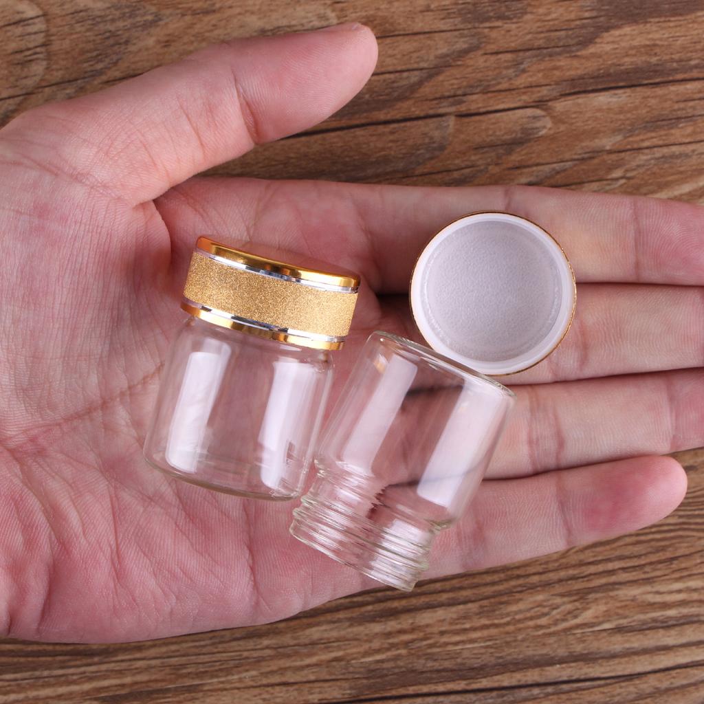 24 pieces 15ml 30*40mm Glass Bottles with Golden Frosted Caps Transparent Glass Perfume Bottle Spice Bottles Spice Jars