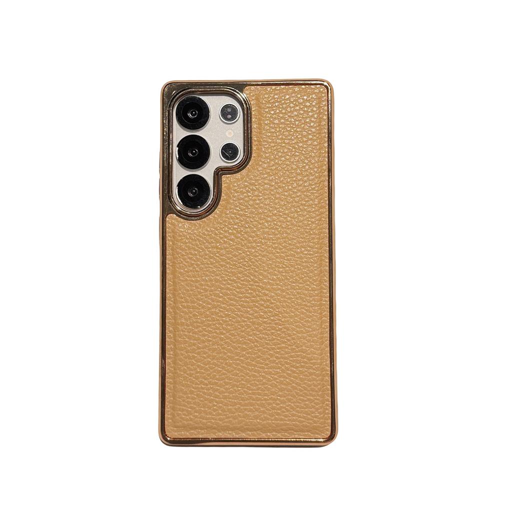 Large Hole Litchi Pattern for Samsung S25EDGE Mobile Phone Case Electroplating S24ultra Two-in-one Protective Cover