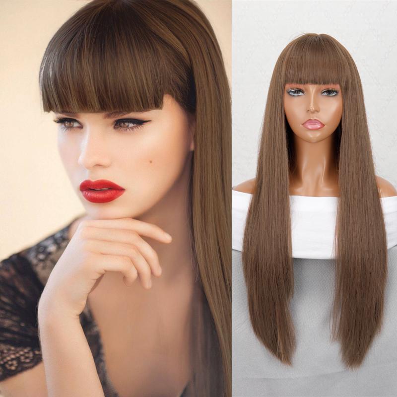 MISS WIG Длинные прямые волосы из натурального термостойкого волокна, черный парик для женщин, повседневные парики, розовые, красные парики для косплея