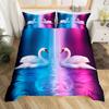 Romantic Swan Duvet Cover Set King Wild Animal Comforter Cover Butterfly Floral Bedding Set For Valentine's Day Wedding Decor