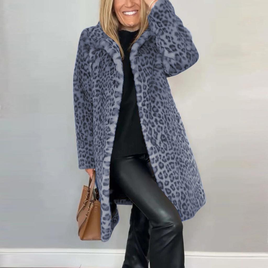 Женское модное однотонное плюшевое пальто средней длины с лацканами