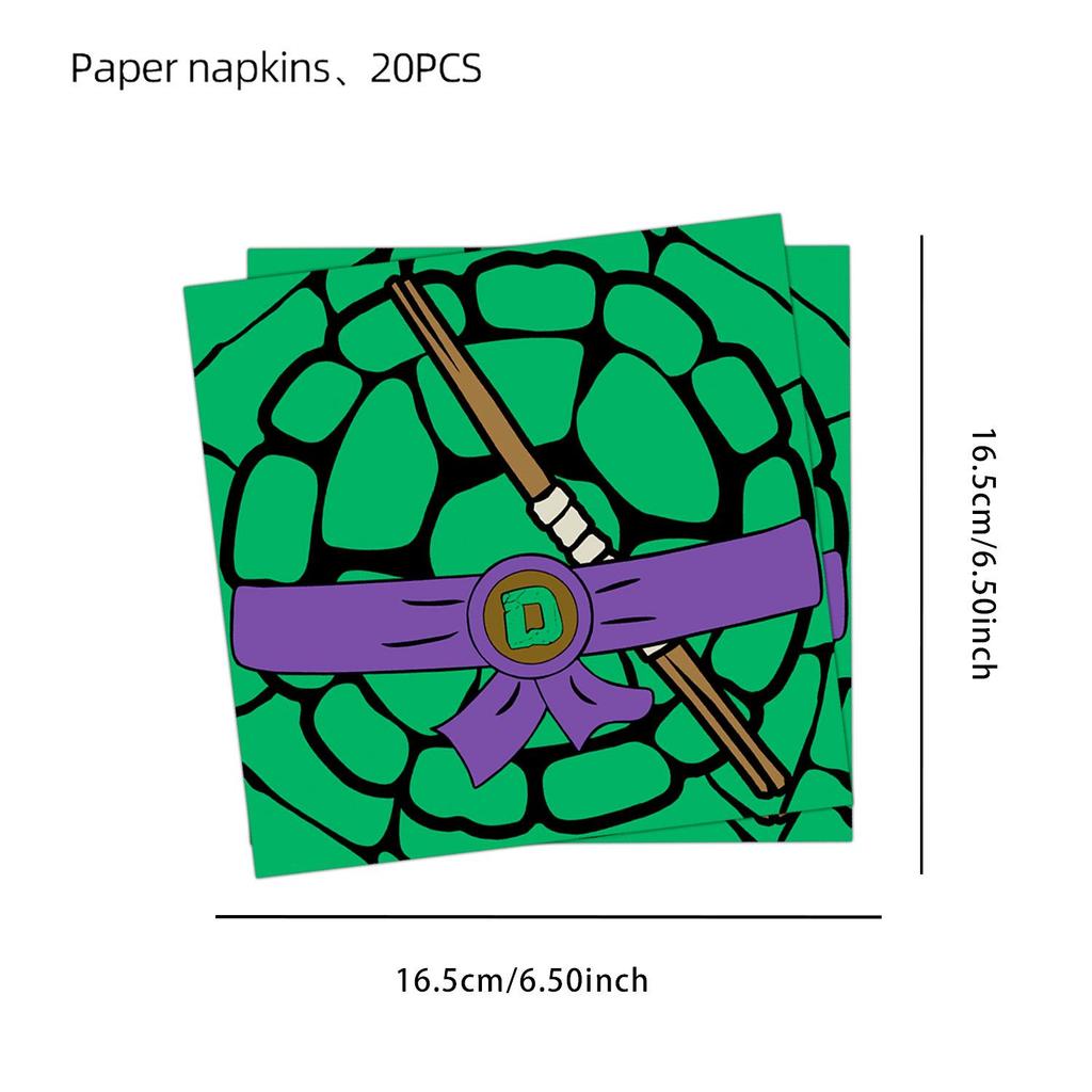 New Ninja Turtles Birthday Party Tableware Set: Plates, Napkins, Tablecloth, Bunting, and Cake Decorations for Kids