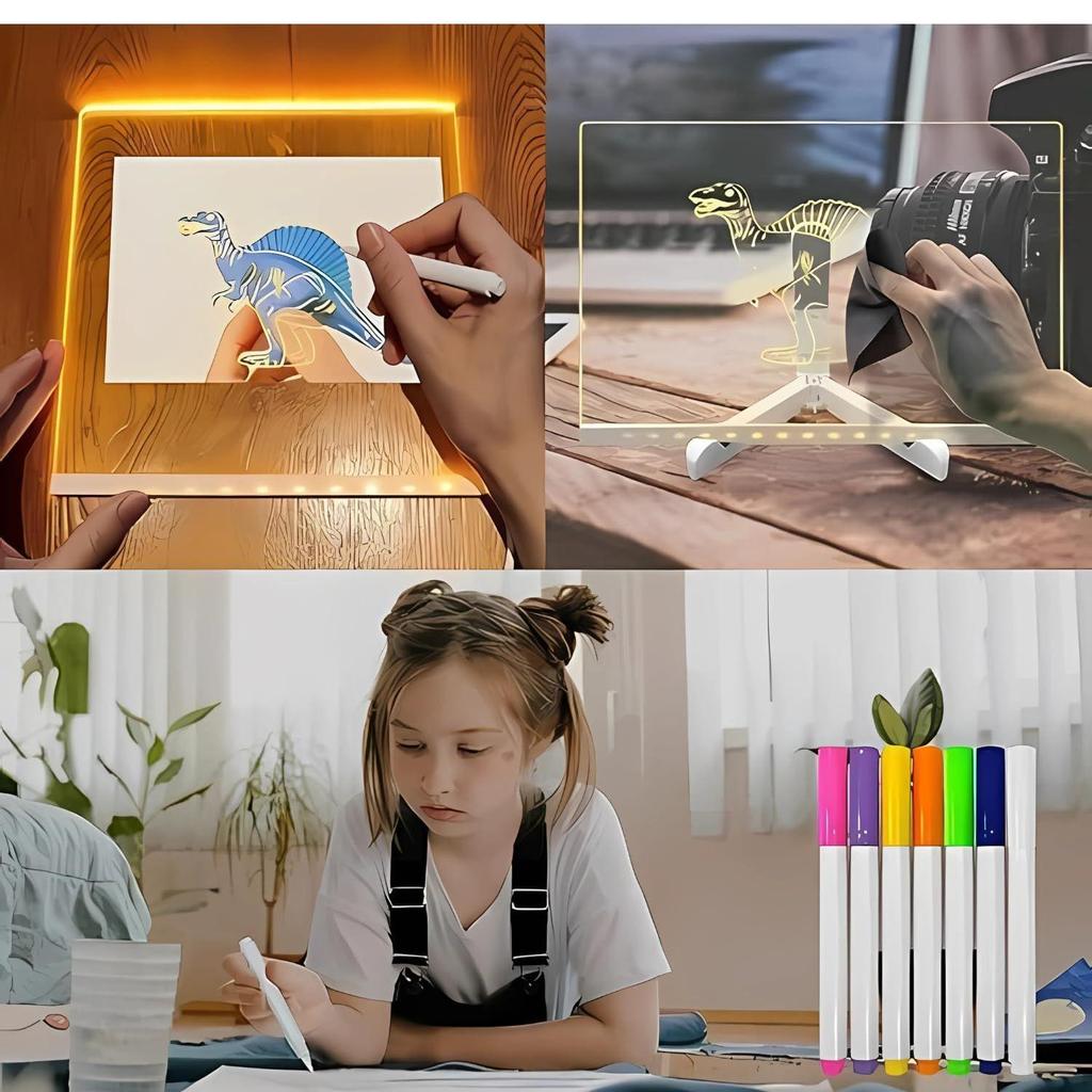 Светодиодная акриловая доска для письма с 7 ручками и подсветкой – Сделай сам 3D перезаписываемая доска для сообщений, персонализированный ночник и светодиодный дисплей для дома, офисного декора и подарка