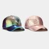 European and American Ins Pleated PU Baseball Cap Men's and Women's Street Trend Colorful Laser Cap Stage Hip Hop Hip Hop Cap
