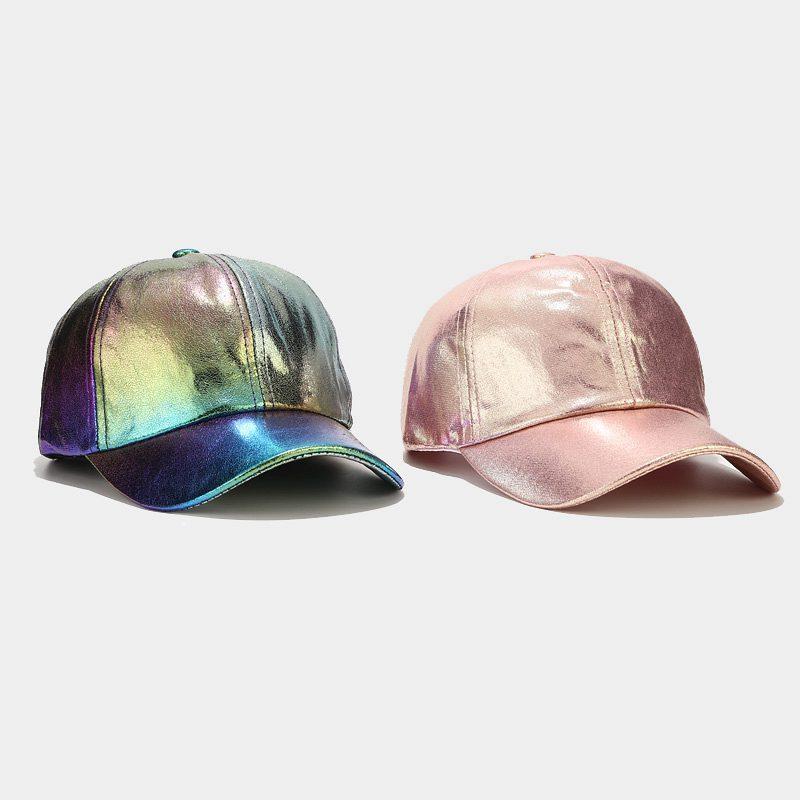 European and American Ins Pleated PU Baseball Cap Men's and Women's Street Trend Colorful Laser Cap Stage Hip Hop Hip Hop Cap