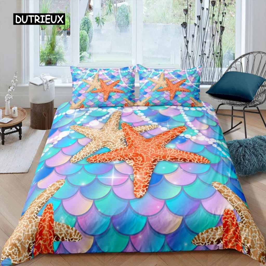 Комплект постельного белья Starfish Summer Beach Seashell Starfish Twin Комплект постельного белья из полиэстера Hawaiian Tropical Nature Sea King Quilt Cover