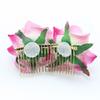 Festival Bridesmaid Hair Jewelry Red Rose Hairpin Bridal Flower Hair Comb Wedding Accessories