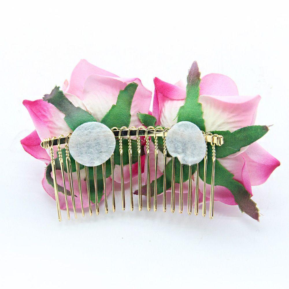 Festival Bridesmaid Hair Jewelry Red Rose Hairpin Bridal Flower Hair Comb Wedding Accessories