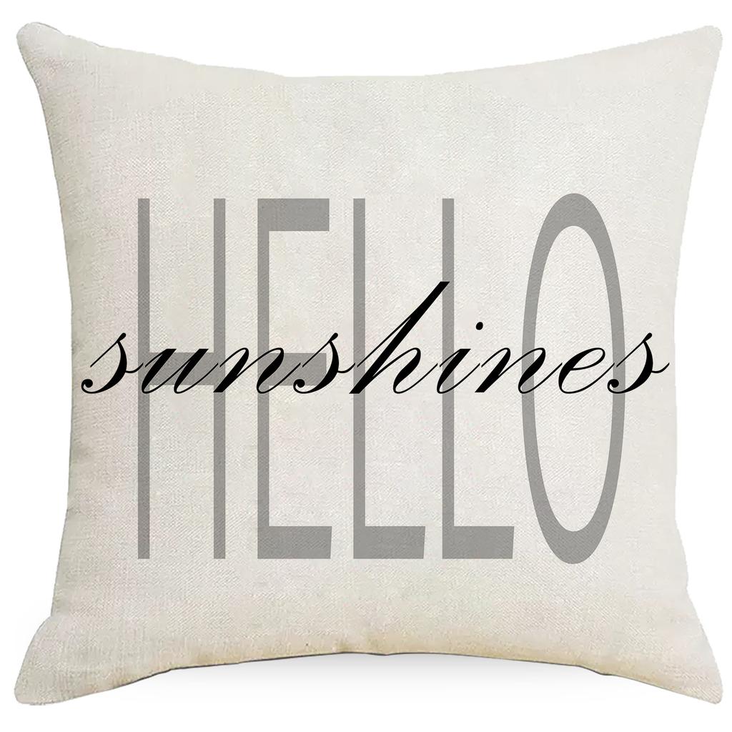 Spring and Summer Daisy Flowers Printed Linen Pillowcase Simple Gray Home Living Room Bedroom Decoration Pillowcase