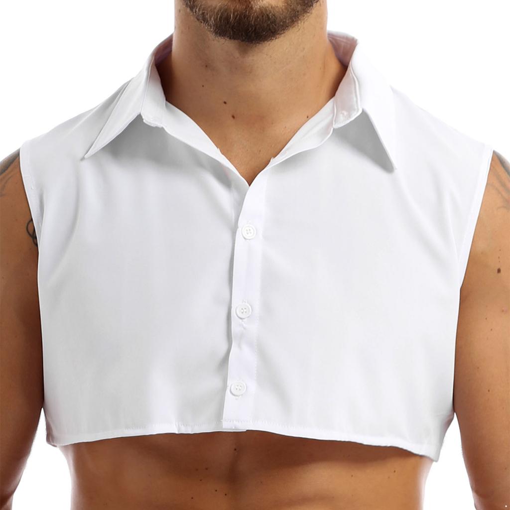 Mens Fashion Fake Collar Detachable Dickey Collar Solid Color Decorative Half Shirts False Collar