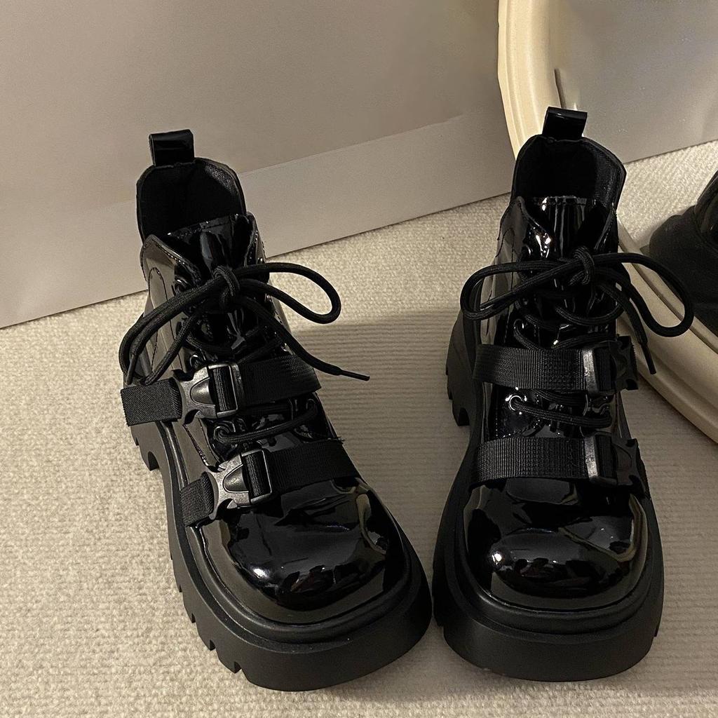 Женские короткие ботинки в британском стиле с круглым носком, новая модная модель осень-зима 2025, на толстой подошве, удобные повседневные ботинки Мартин для женщин