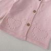 2024 Autumn Infant & Toddler Girls' Pink Knitted Jacket with Pink Ruffle Skirt Pants Set