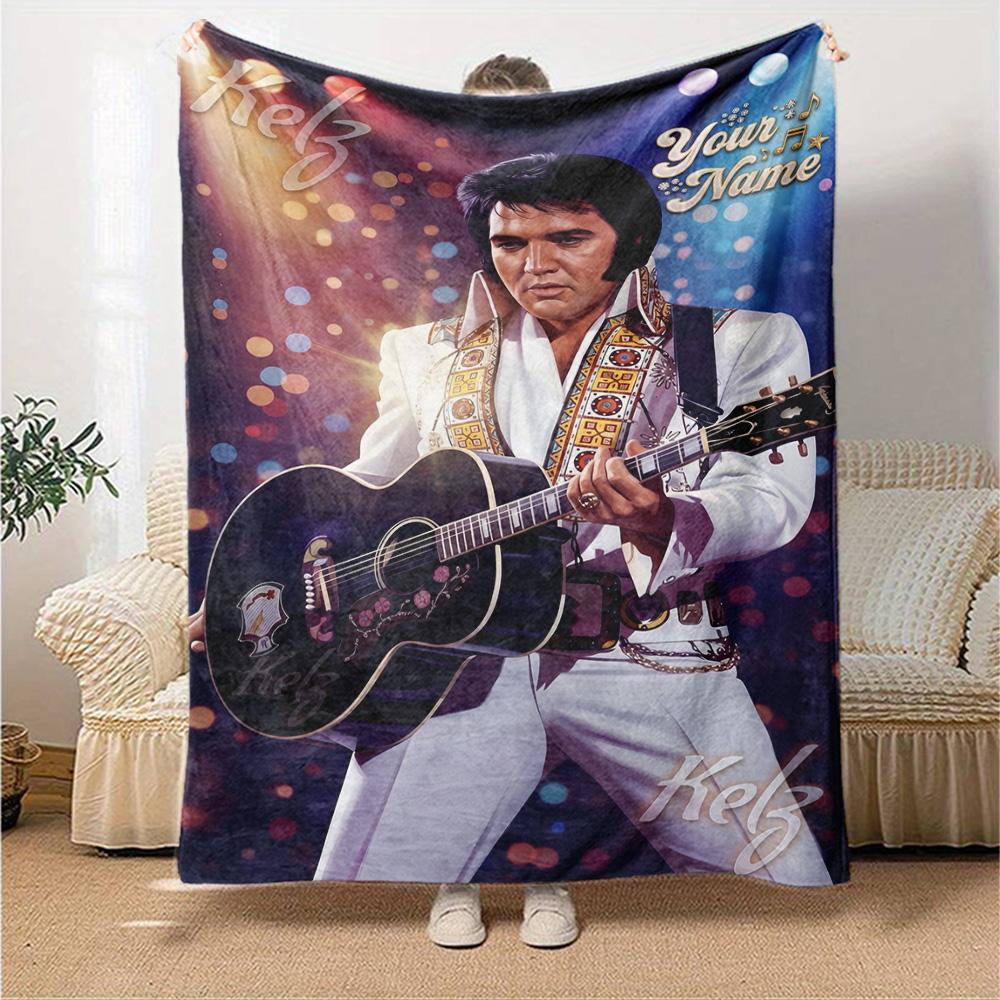 Elvis Presley Personalized Text Blanket Lightweight Customizable Blanket Durable Comfort Throw For Bed Livingroom Home Decor Office