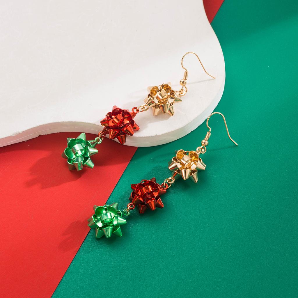 Рождественские серьги для женщин Модные Универсальные Цветные Серьги-крючки в виде снежинок, колокольчиков, лампочек, капель масла