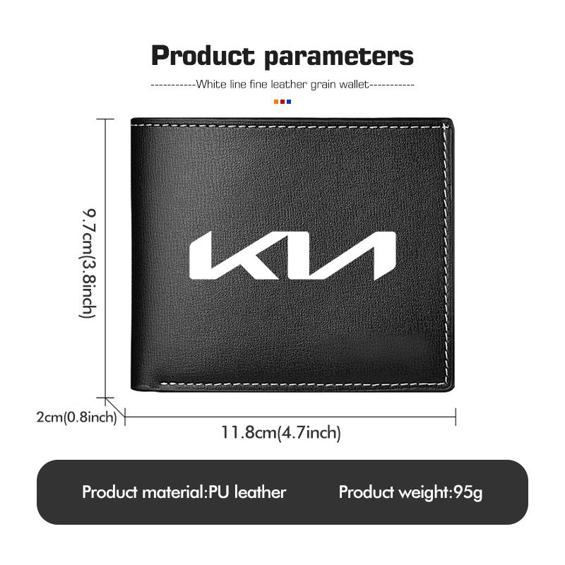 BQTT3 Leather Car Short Men Wallet Purse With Card Holder License Accessories For KIA K5 K2 Optima Soul Spectra Niro Cadenza Sephia