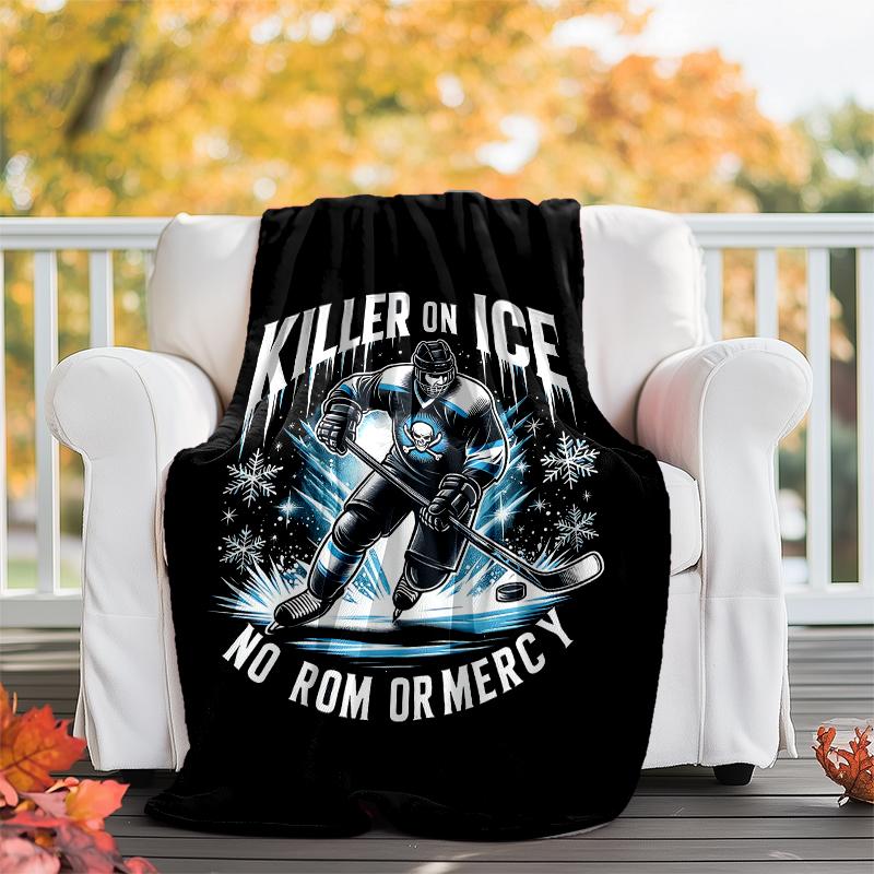 ice hockey Theme Printed Blanket - Perfect for Couch, Bed, Travel & Outdoor Use | Machine Washable, Cozy & Durable.