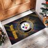 Pittsburgh Steelers Crystal Velvet Rug, Custom Name Text Personalized Non‑Slip Floor Mat for Home Decor Gift