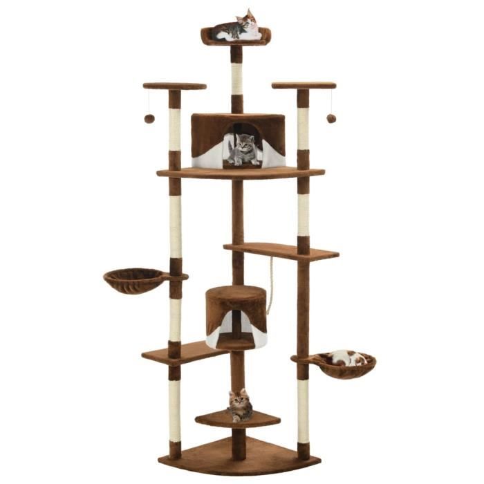 VidaXL Arbre à chat avec griffoirs en sisal 203 cm Marron et Blanc