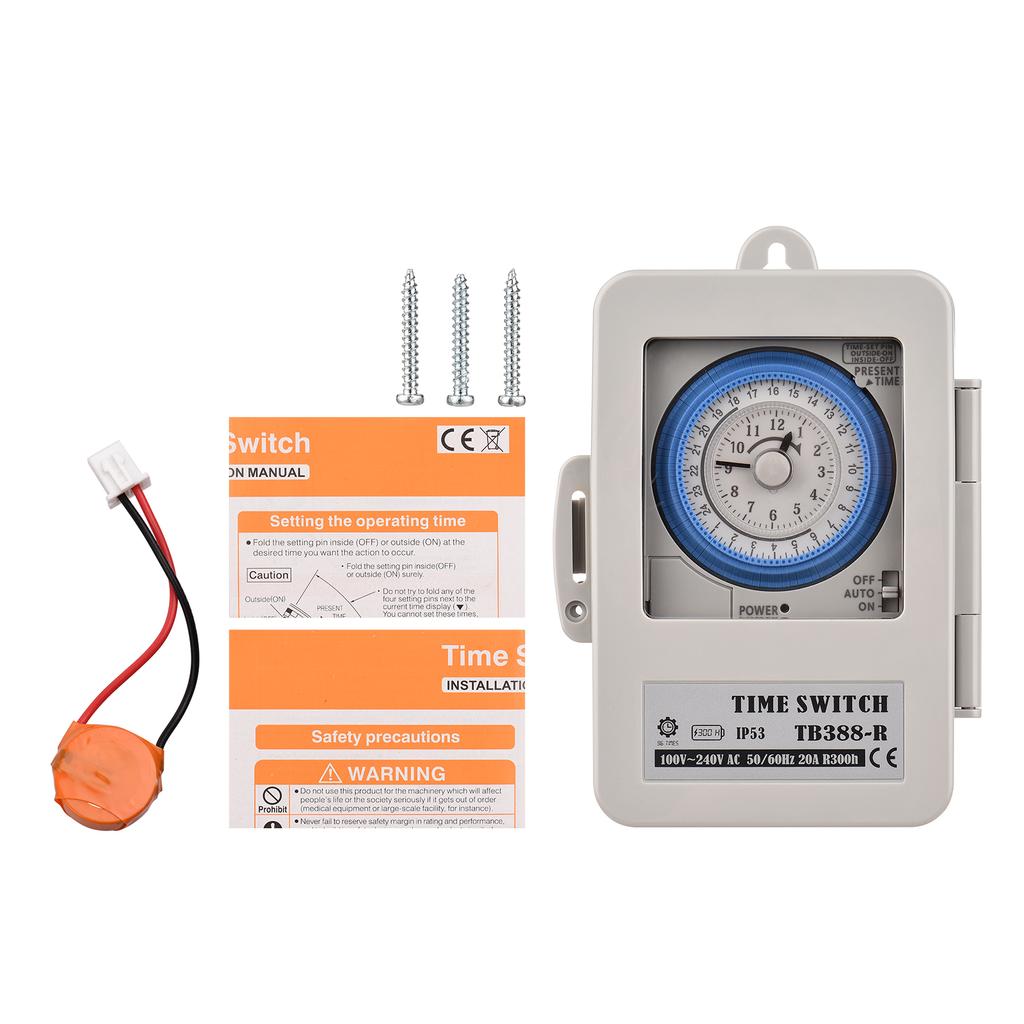 Механический 24-часовой таймер, класс IP53, программируемый электрический таймер, коробка переключателя переменного тока 100-240 В переменного тока