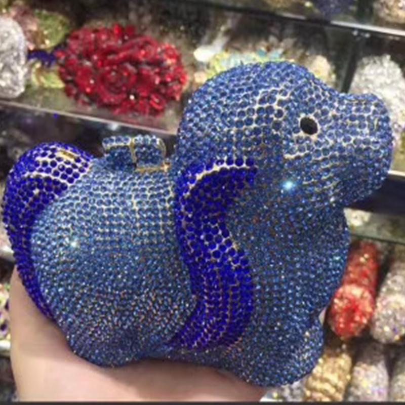 Puppy Diamond Evening Bag Dog Crystal Handbag Rhinestone Bags Wedding Bridal Purse Luxury Crystal Clutches Women Party Purses